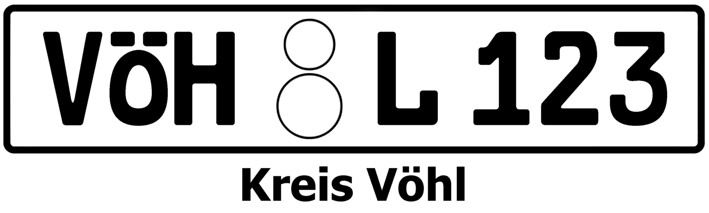 Aufkleber Nummerschild Kreis Vöhl